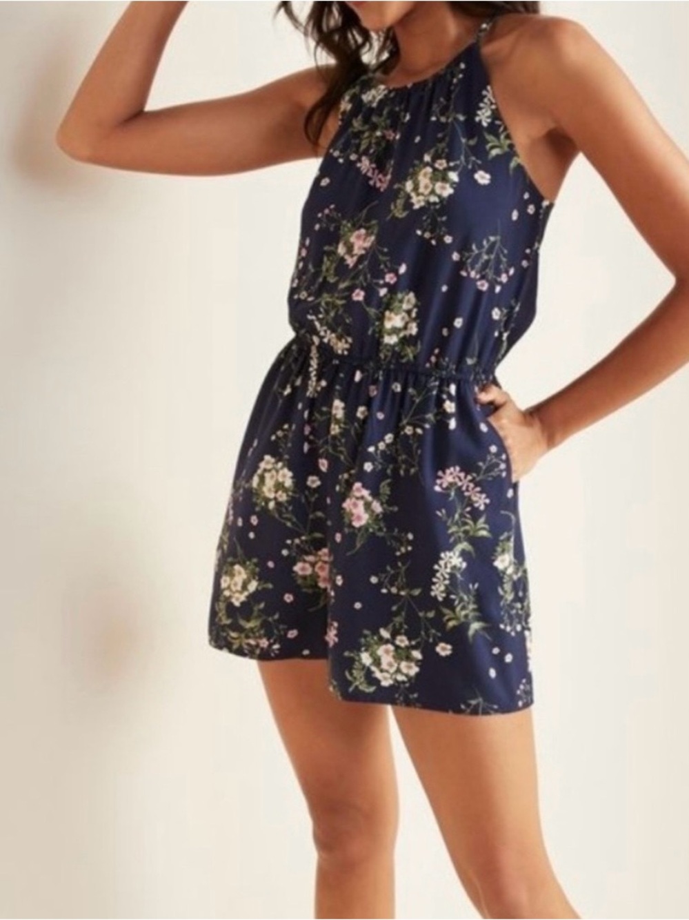 Old Navy Floral Halter Romper 3” inseam Sz XS